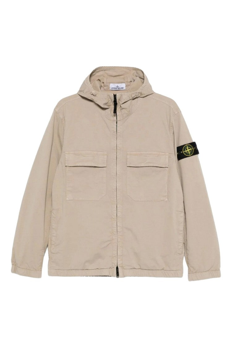 Stone Island Beige Hooded Cotton-Blend Jacket