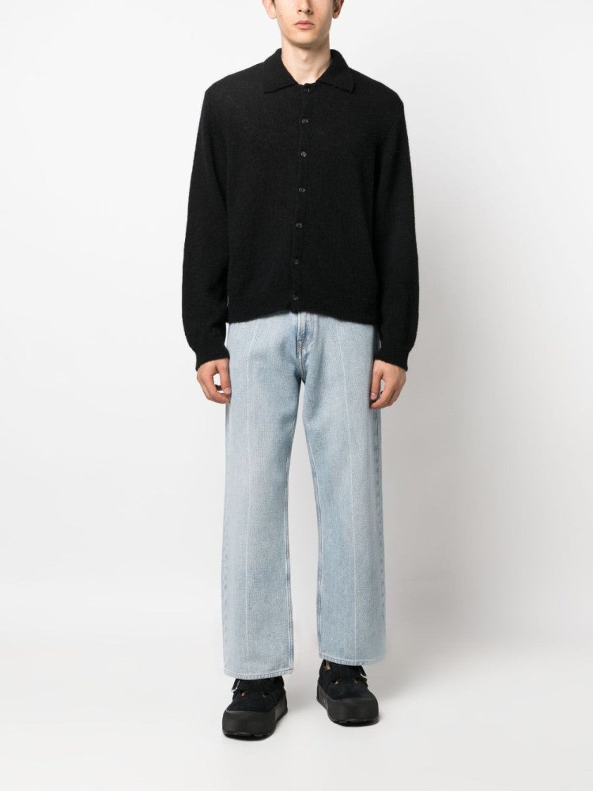 Our Legacy Black Button-Up Fuzzy Cropped Cardigan