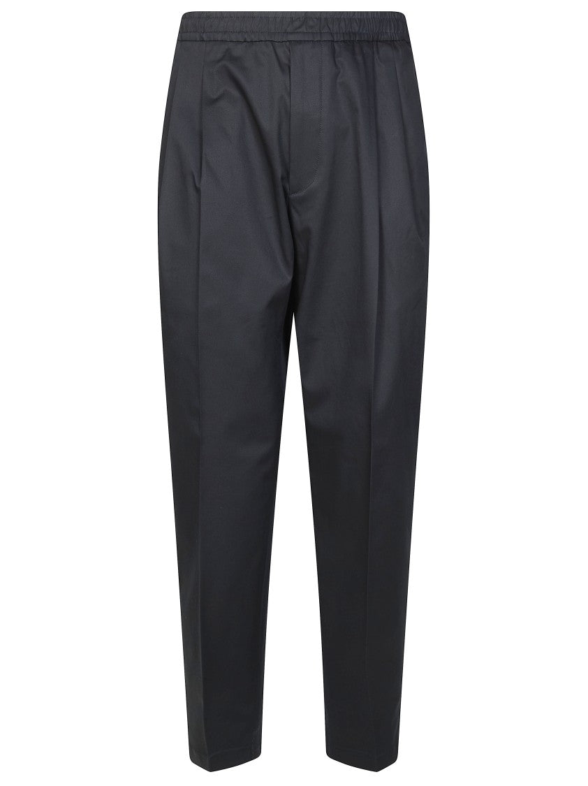 Be Able Black Cotton Elastic Waist Straight-Leg Pants