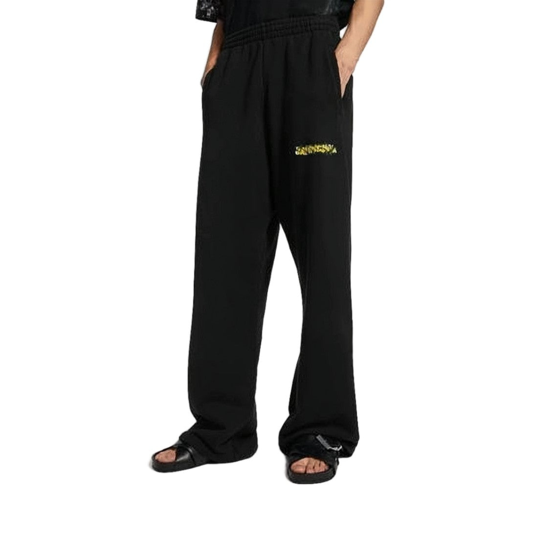 Balenciaga Relaxed Wide-Leg Sweatpants With Subtle Logo Print