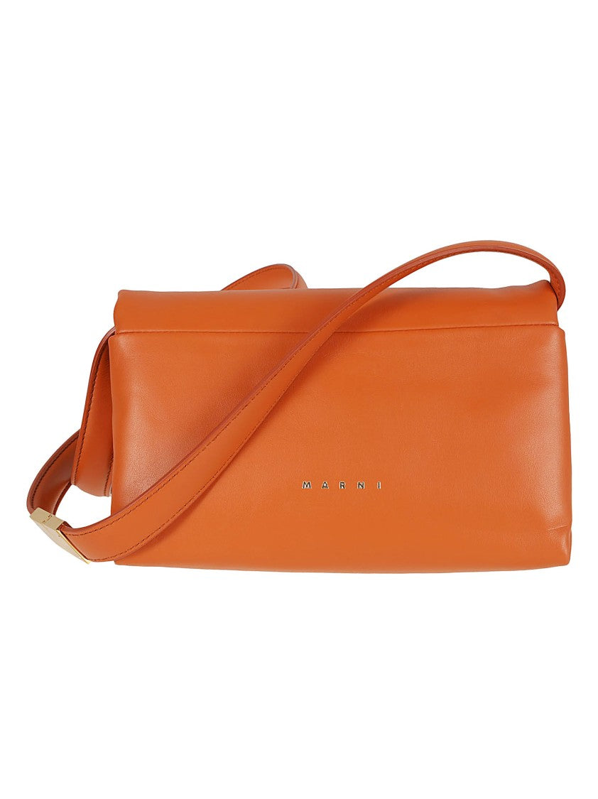 Marni Fold-Over Calf Leather Bag With Detachable Strap