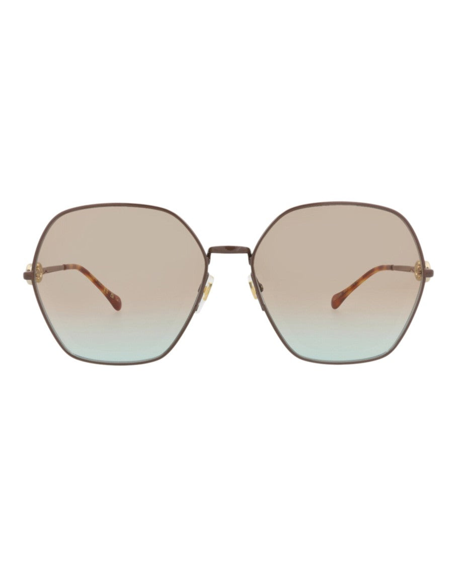 Gucci Square-Frame Metal Sunglasses With Gradient Lenses