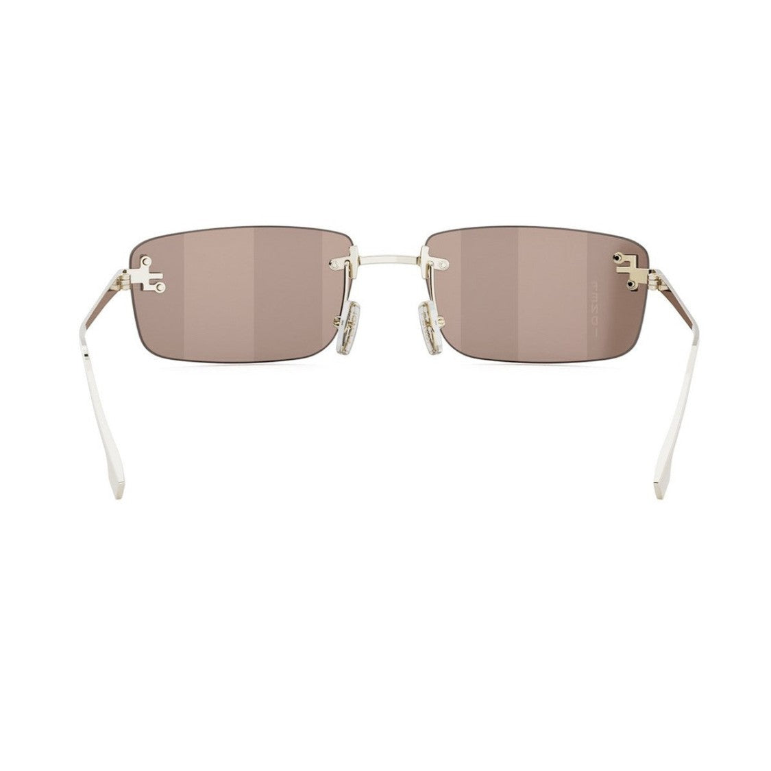 Fendi Gold Fendi First Crystal Metal Rectangular Sunglasses