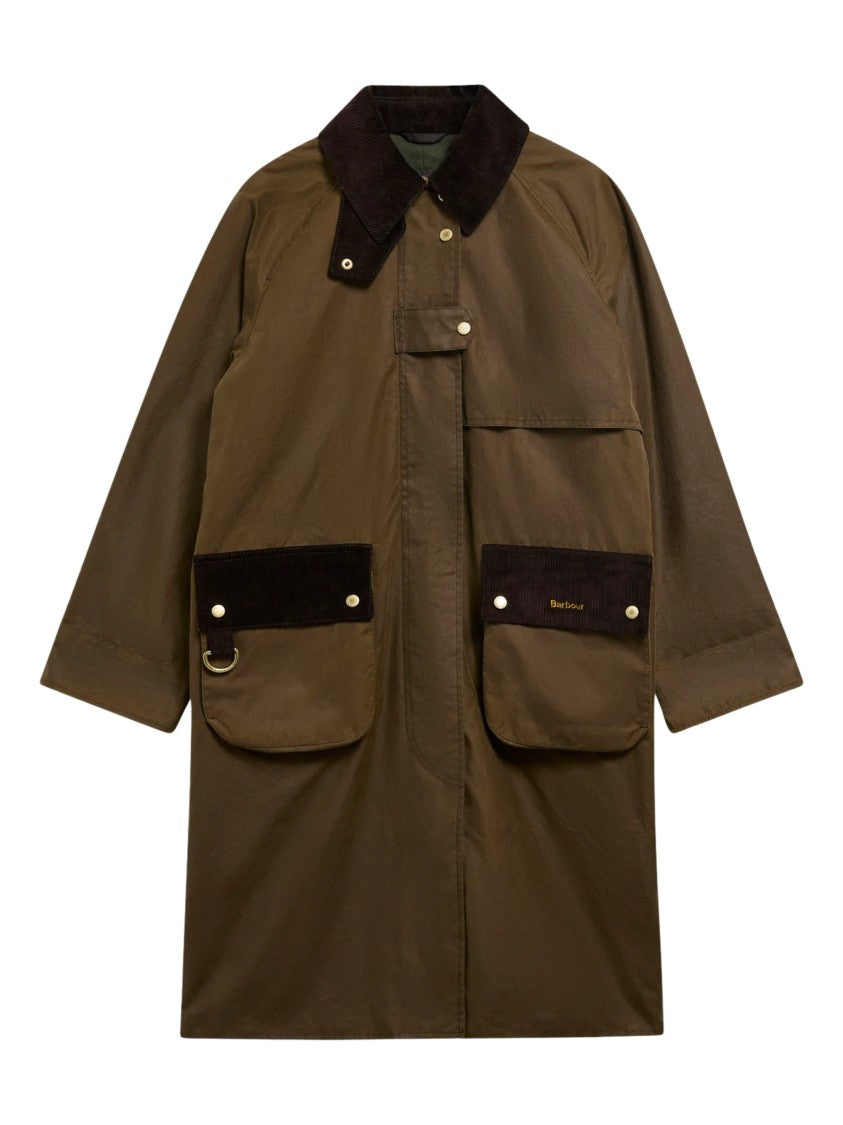 Barbour Relaxed Fit Short Coat With Dark Corduroy Collar