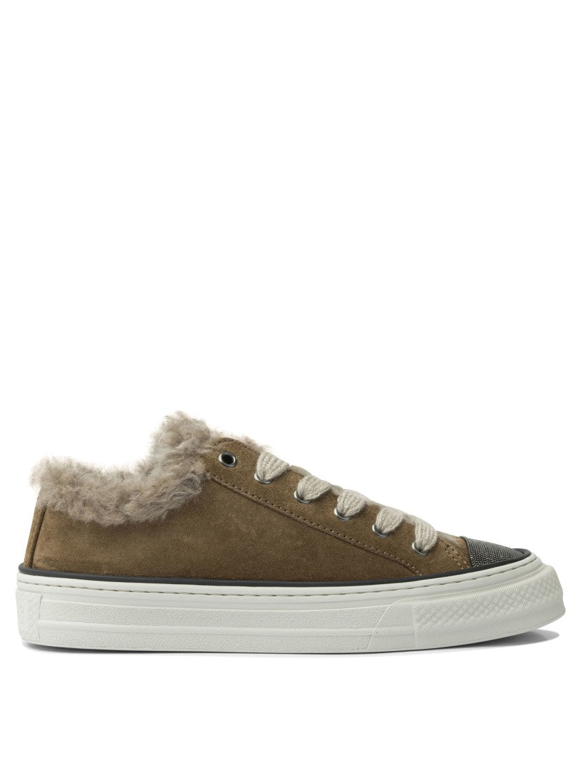 Brunello Cucinelli Suede Sneakers With Jewel Detailing