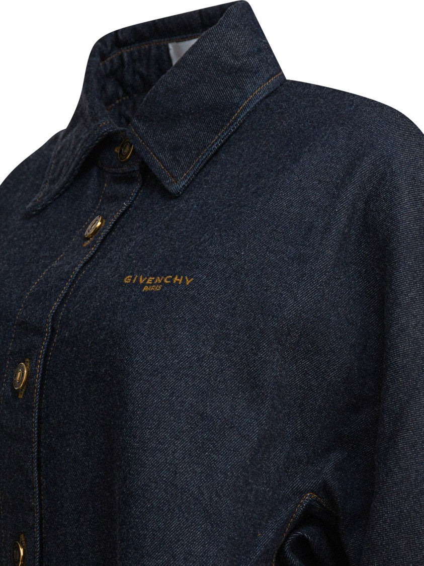 Givenchy Cocoon Denim Overshirt With Contrast Embroidery