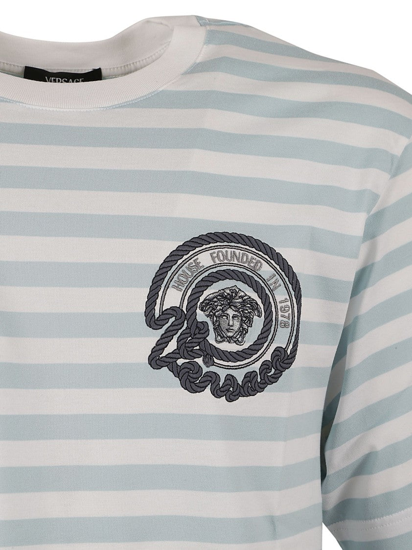 Versace Classic Striped T-Shirt With Embroidered Emblem