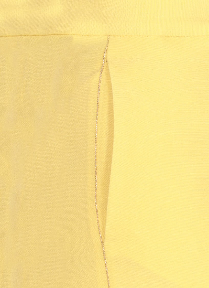 Fabiana Filippi Tailored Yellow Wool Pants With Subtle Detailing