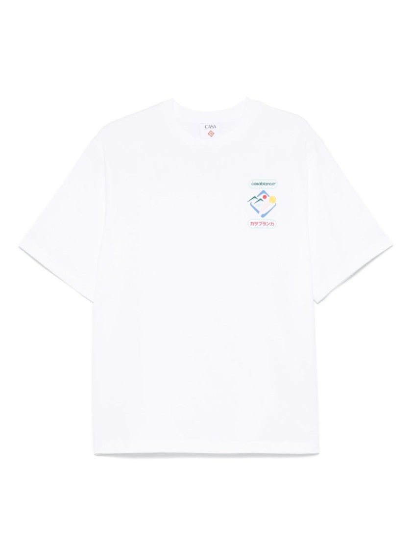 Casablanca Relaxed Fit White Cotton T-Shirt