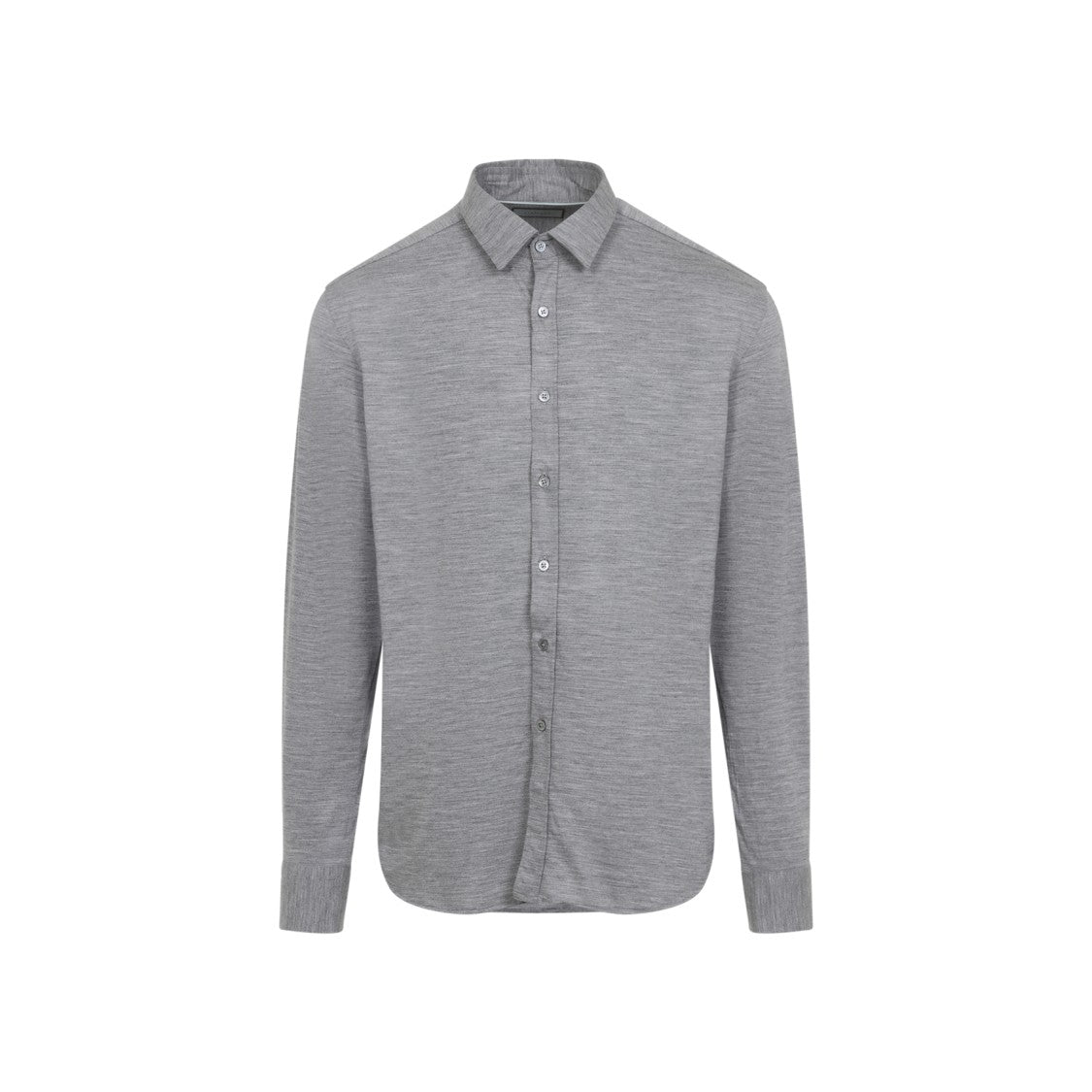 Canali Classic Long-Sleeve Wool Shirt With Button-Down Front