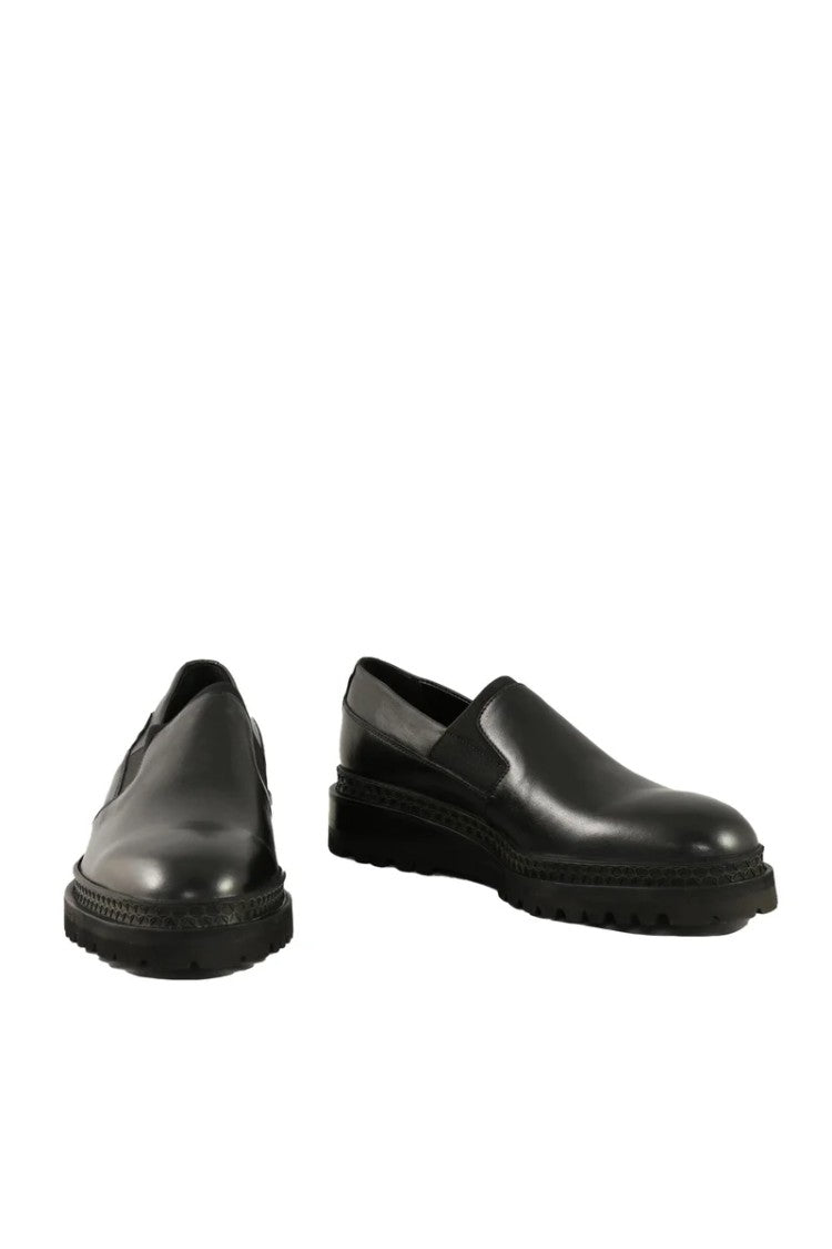 A.Testoni Leather Slip-On Shoes - Black