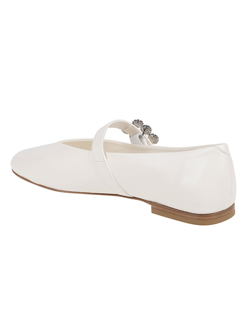 Roger Vivier Pointed Toe Lambskin Flats With Ornate Buckle