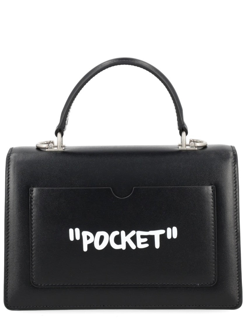 Off-White Neutrals Jitney 1.4 Graffiti Calf Leather Handbag