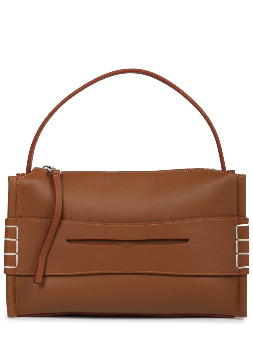 J. W. Anderson Rectangular Brown Calf Leather Shoulder Bag With Detachable Strap