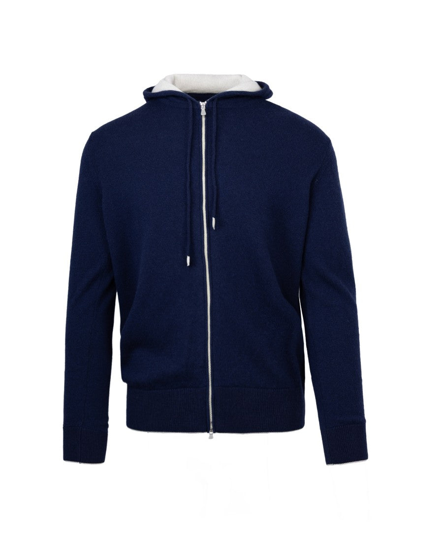 Eleventy Full-Zip Blue Sweater