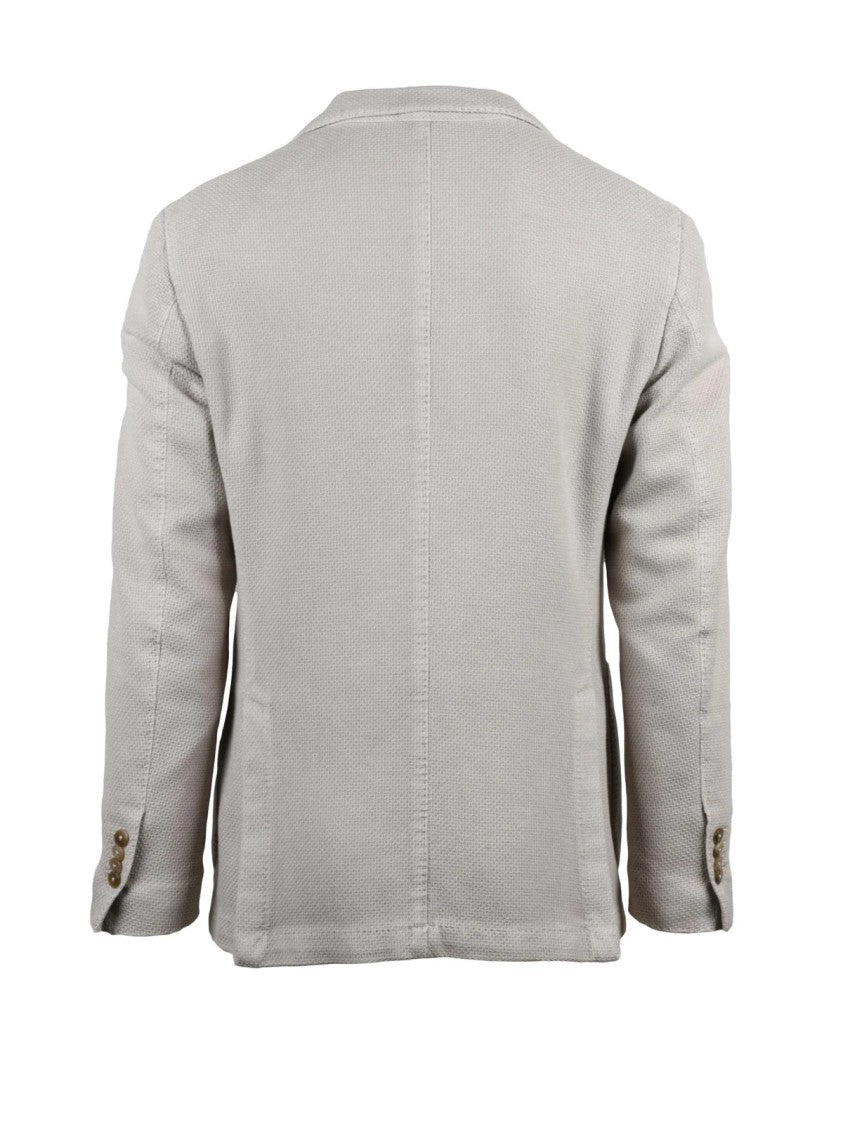 Luigi Bianchi Beige Cotton Jacket With Textured Fabric And Modern Fit