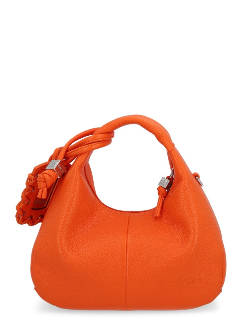 Ganni Pebbled Texture Orange Handbag