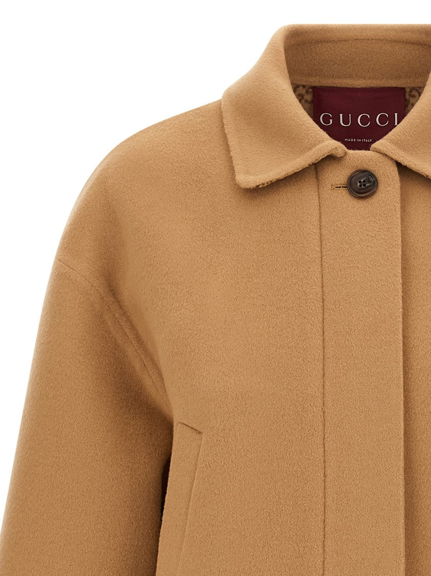Gucci Caban Coat With Gg Monogram Lining