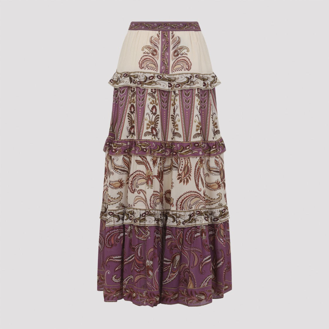 Farm Rio Multicolour Tiered Maxi Skirt With Ruffled Trims