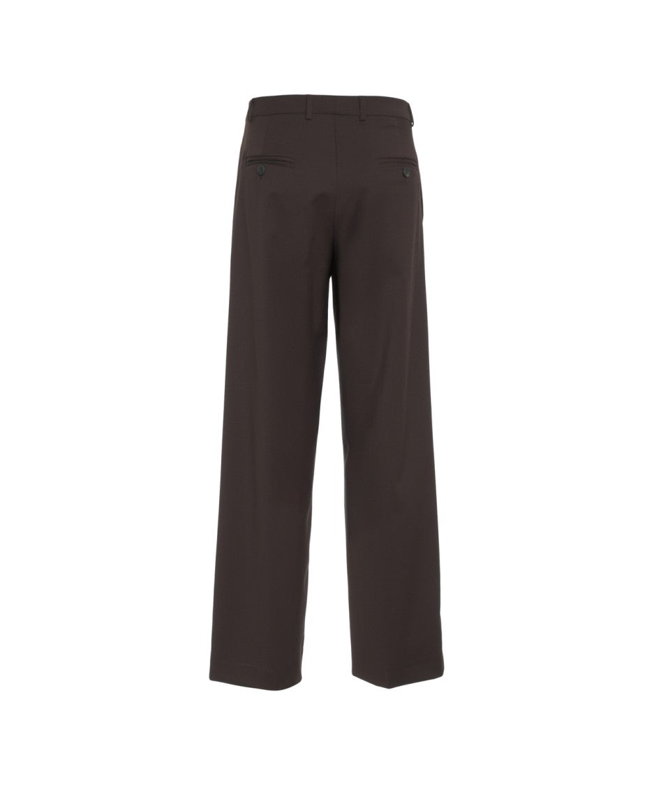 Amaranto Straight Leg Trousers With Subtle Pleats And Classic Waistband