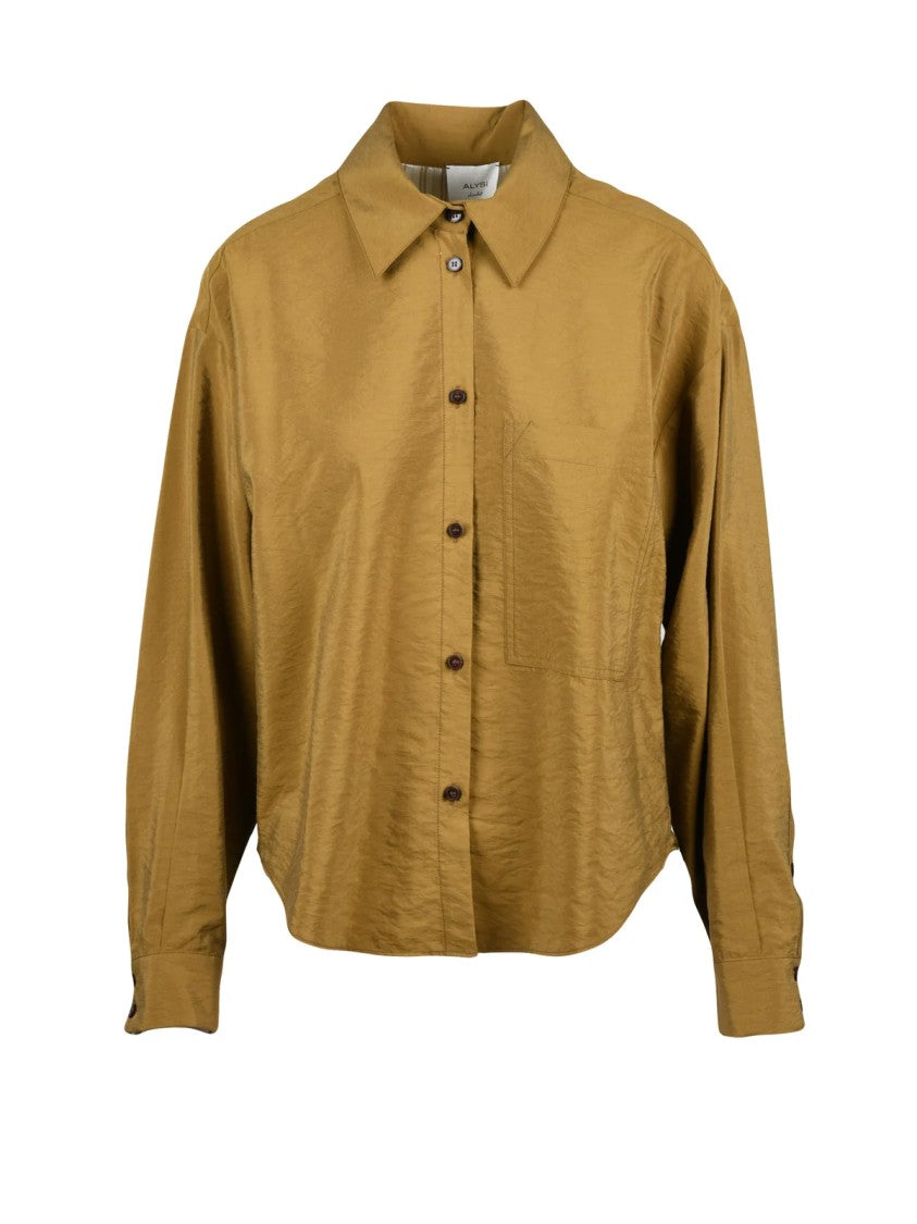Alysi Khaki Silk-Blend Fluid Shirt