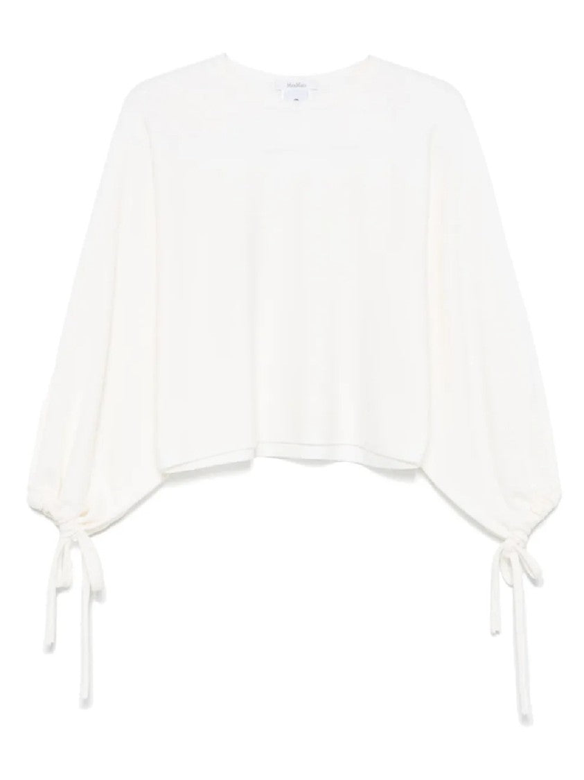 Max Mara Cropped White Sweater