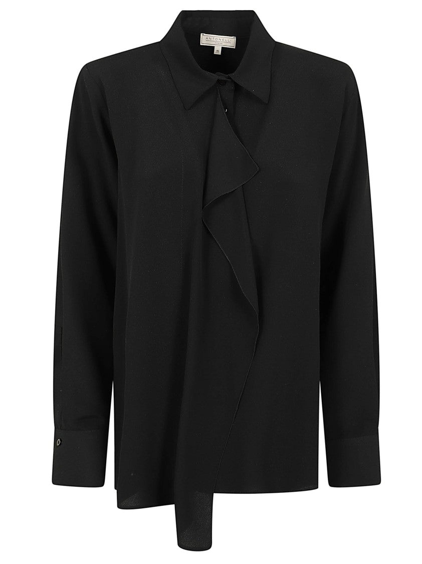 Antonelli Firenze Adria Shirt With Asymmetrical Scarf Insert And Square Cuffs