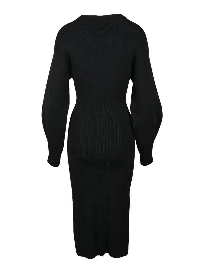 Alberta Ferretti Long Knit Dress Black