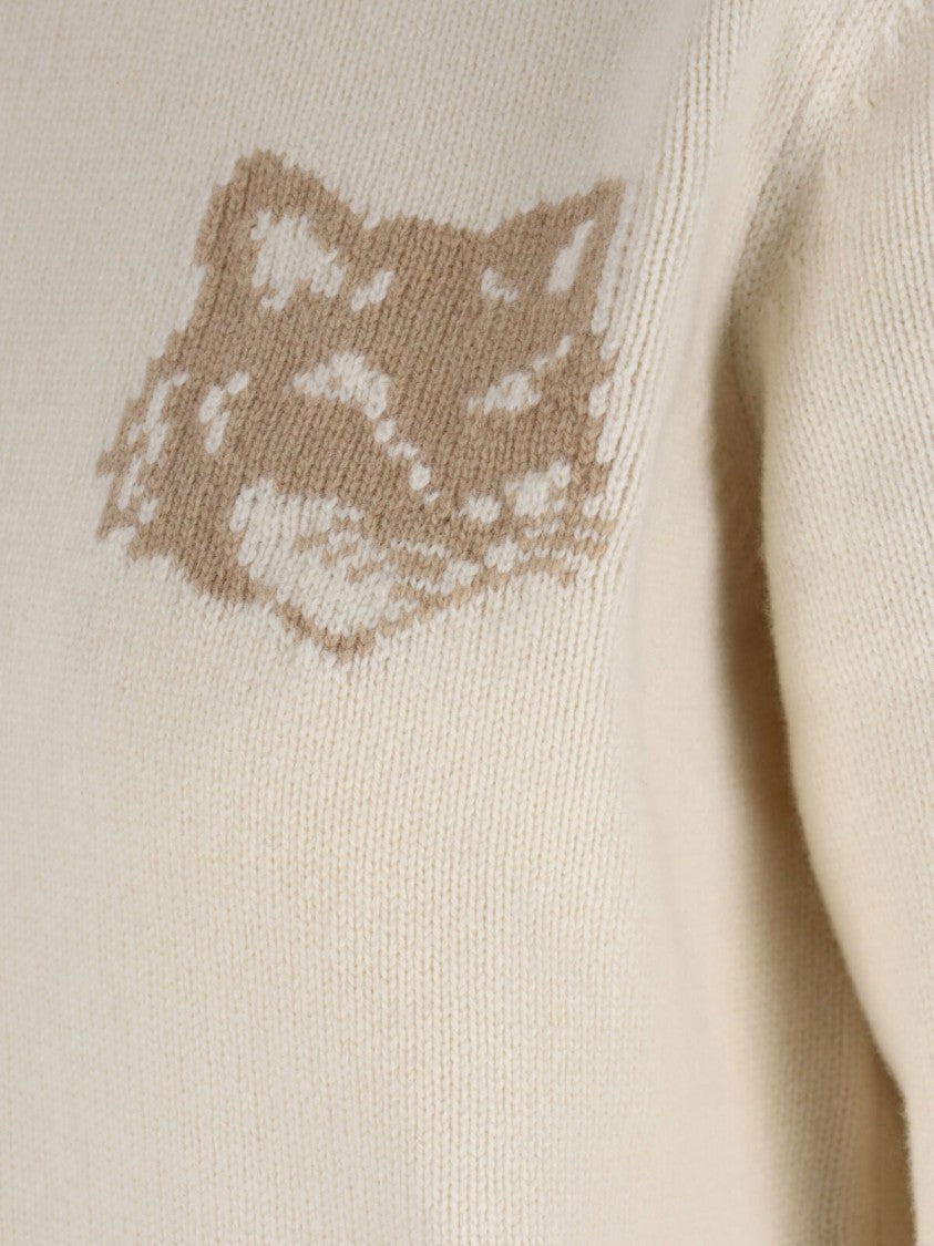 Maison Kitsuné White Minimalist Sweater With Design