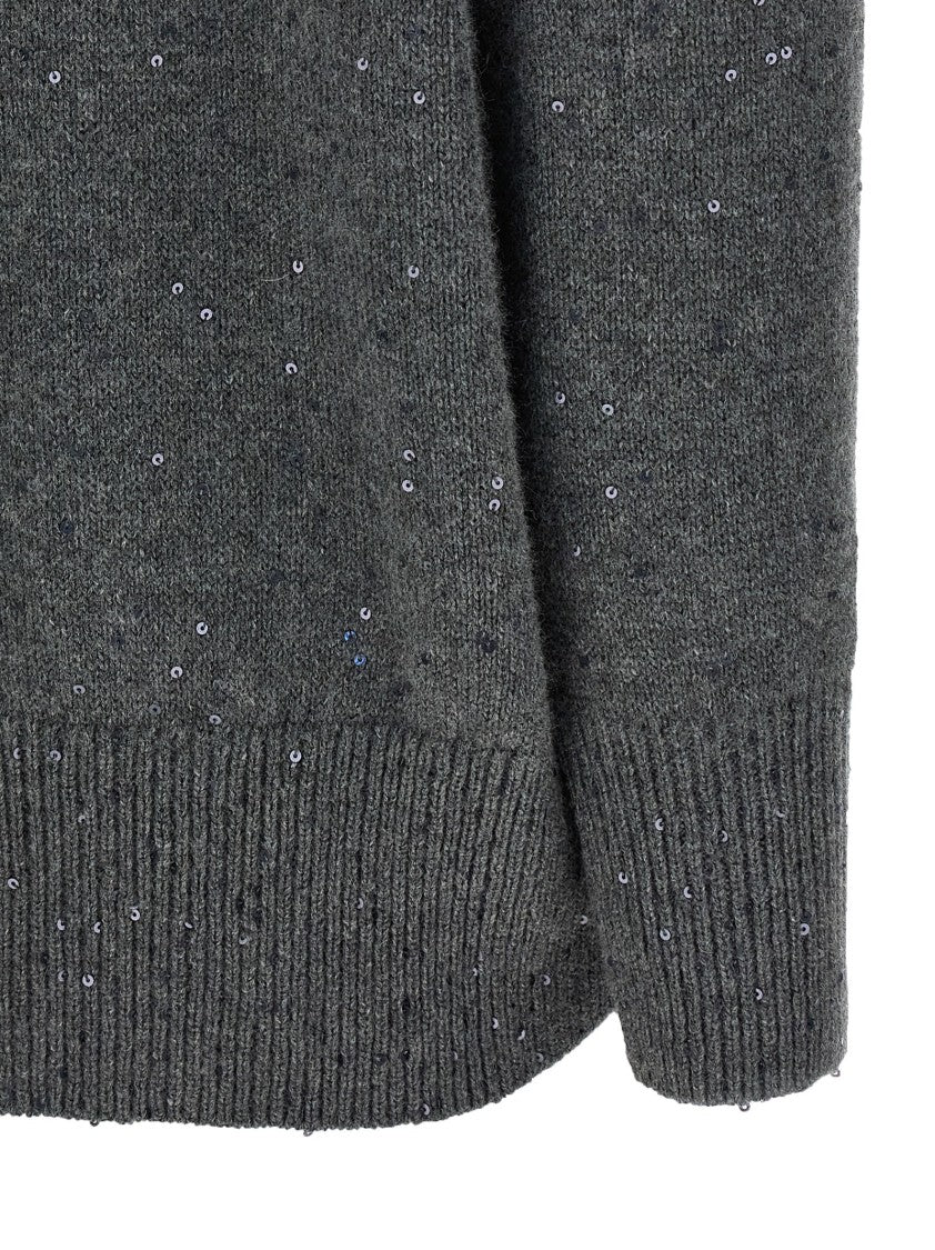 Brunello Cucinelli Cashmere Blend Sweater With Microsequin Embroidery
