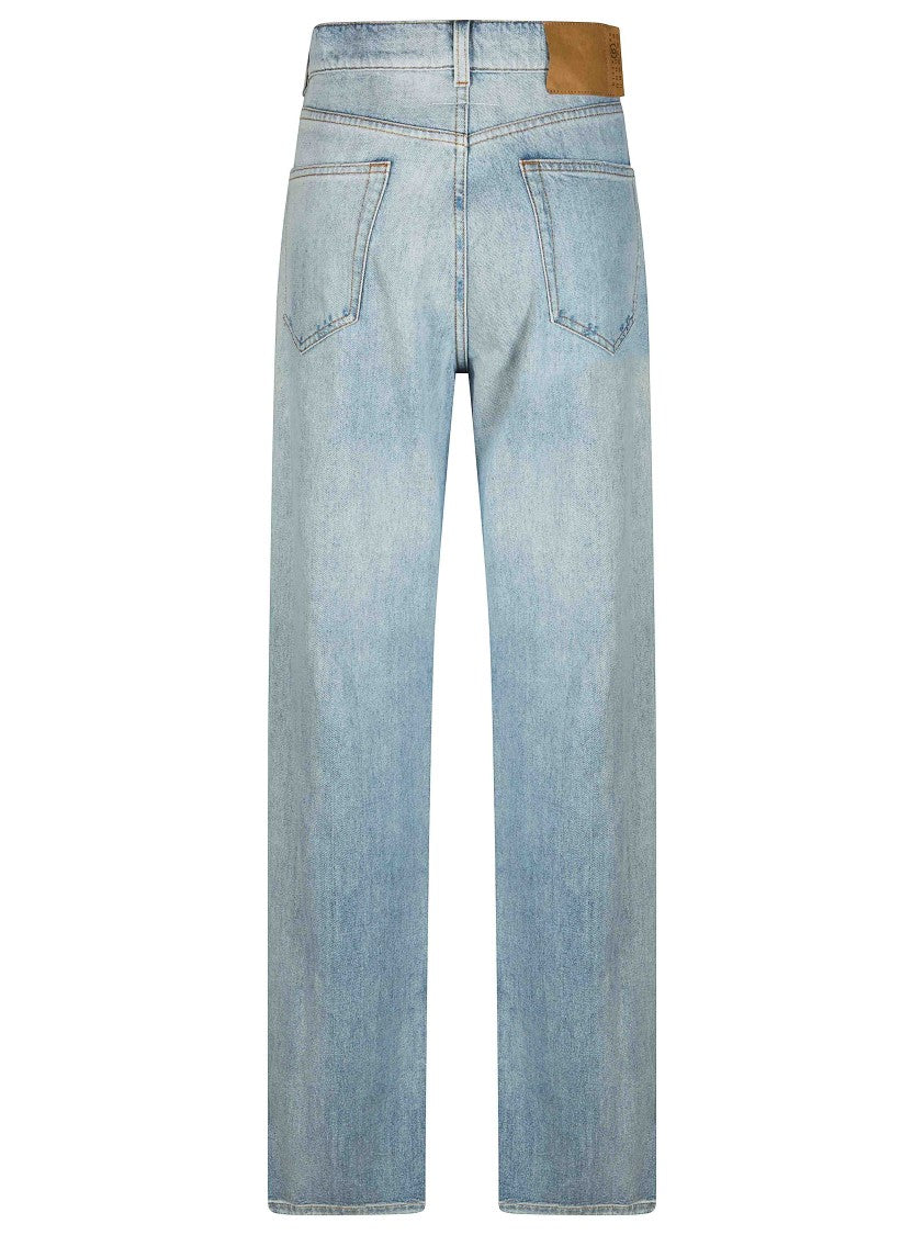 Mm6 By Maison Margiela Light Blue Paint Splatter Distressed Jeans