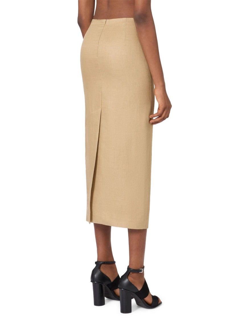 Max Mara Knee-Length Linen Skirt With Back Slit