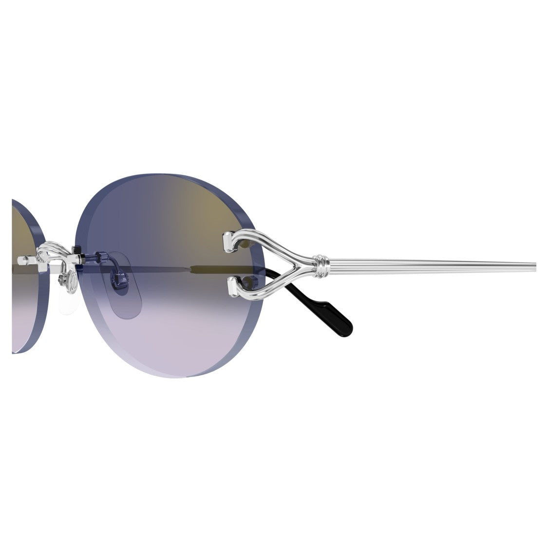 Cartier Rimless Oval Gradient Sunglasses With Sleek Silver Temples