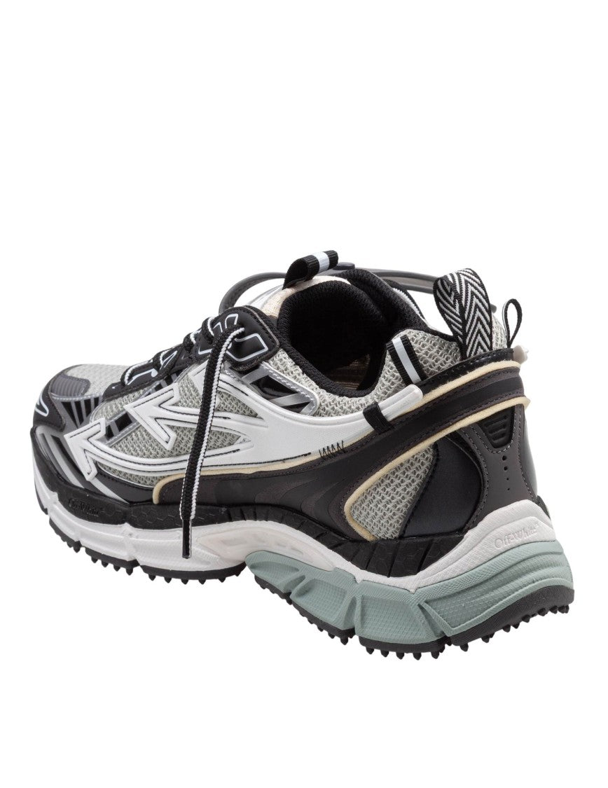 Off-White Mesh And Leather Sneakers With Iconic Arrow Motifs And Strap