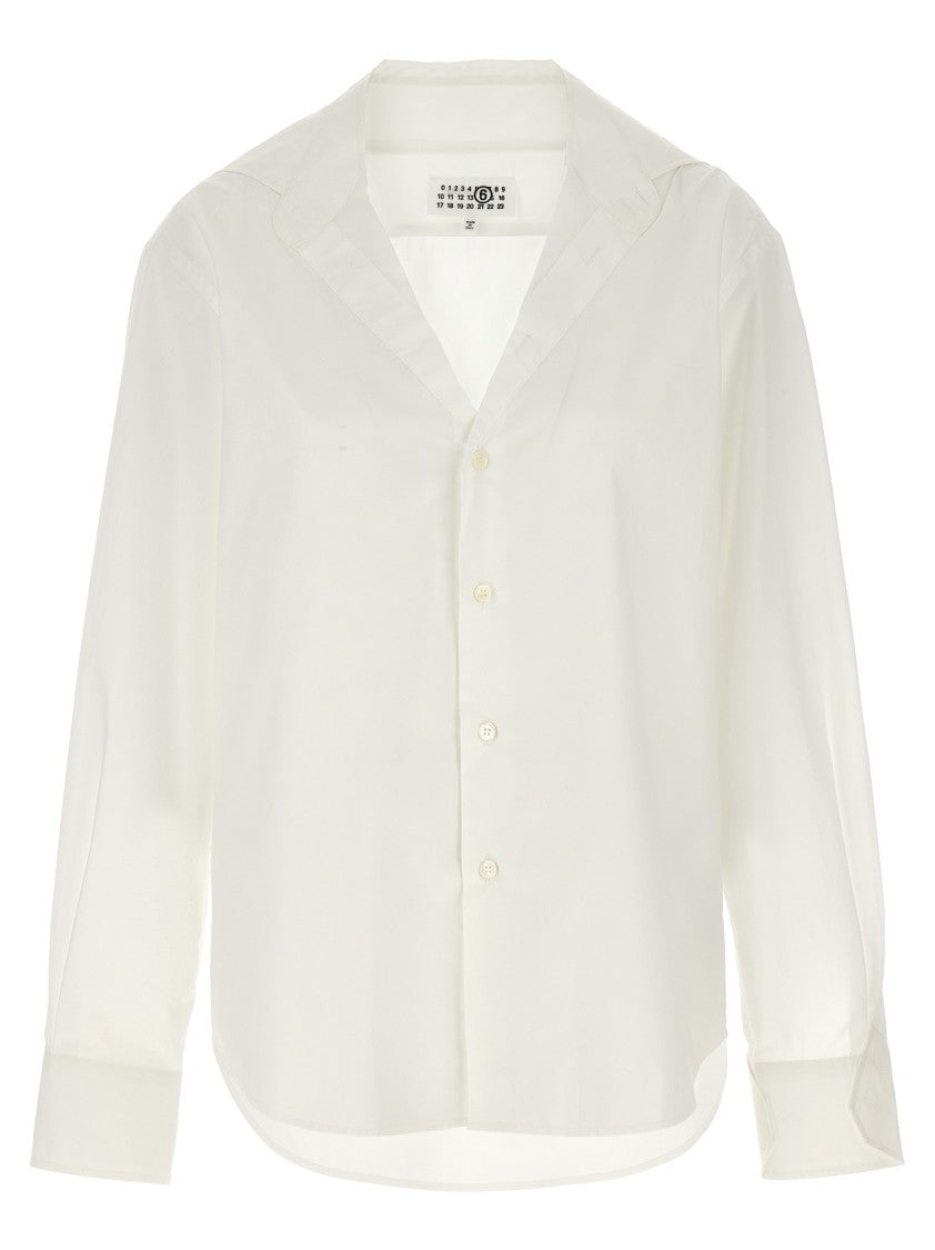 Mm6 By Maison Margiela V-Neck Cotton Shirt With Long Cuffed Sleeves