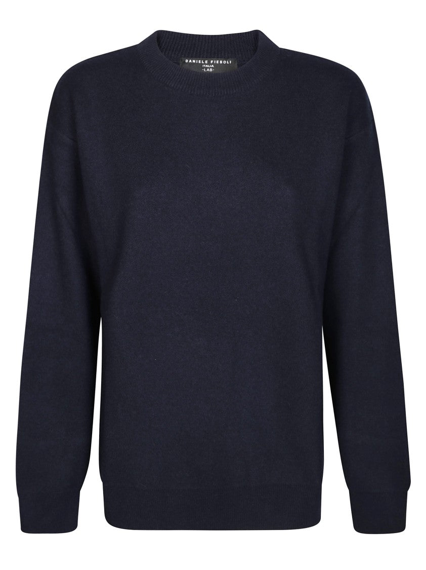 Daniele Fiesoli Relaxed Fit Dark Navy Sweater With Dropped Shoulders