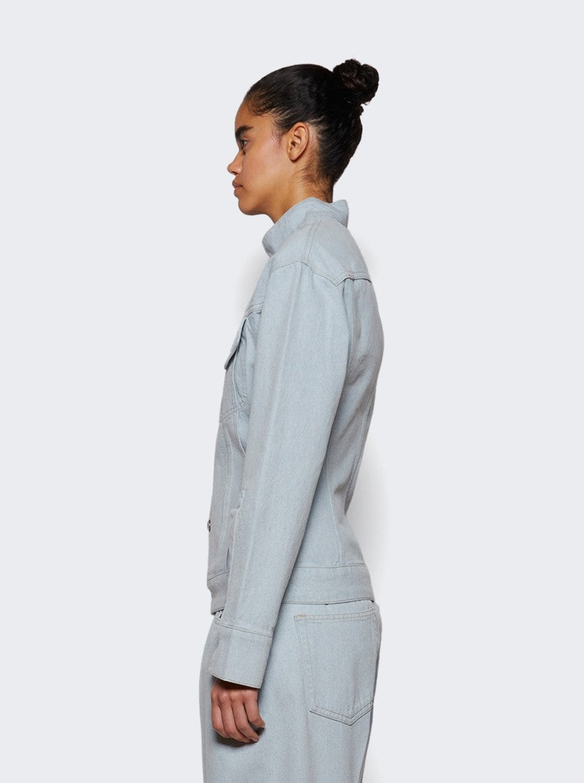 Victoria Beckham Sculptural Denim Jacket Light Blue