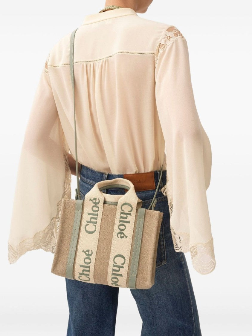 Chloé Small Woody Tote Bag In Linen