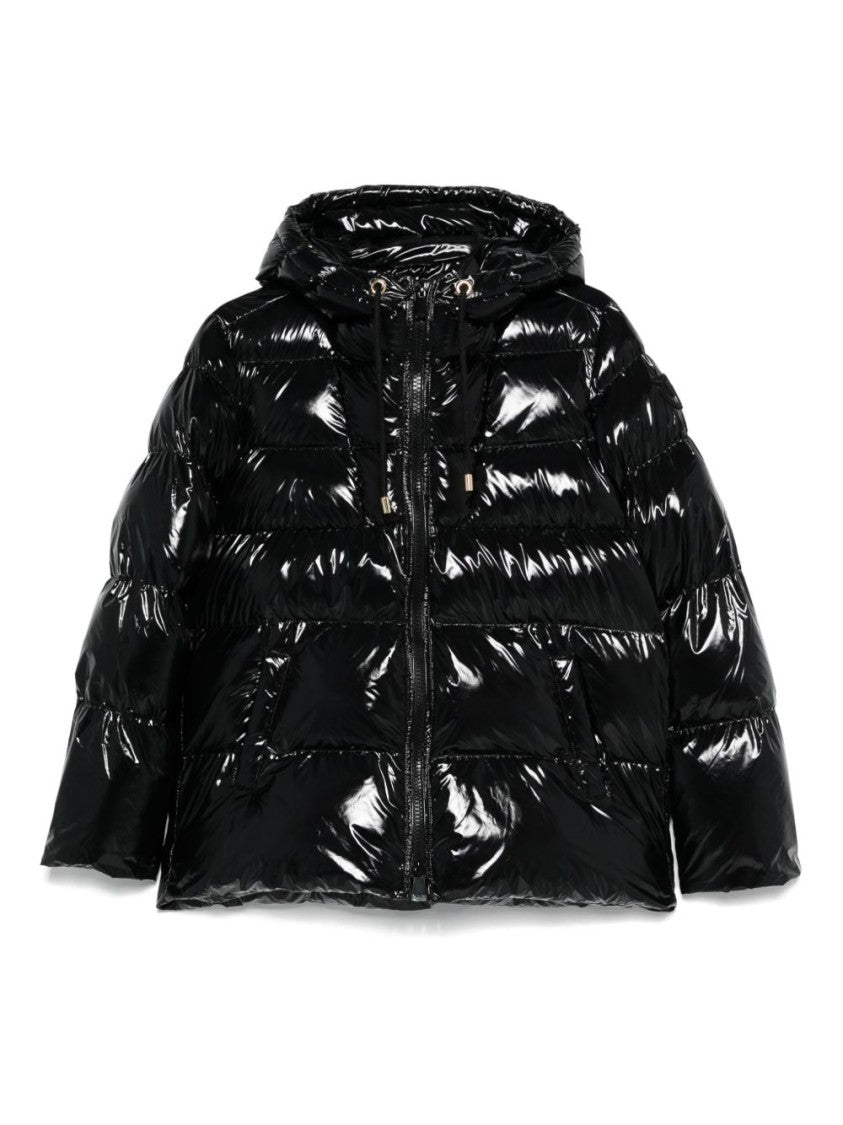 Pinko Glossy Puffy Coat With Hood And Relaxed Fit