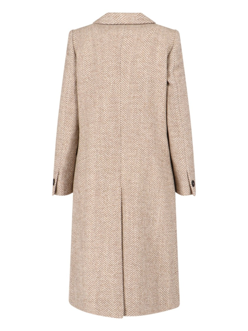 Tagliatore Tailored Beige Coat With Lapel Collar And Button Closures