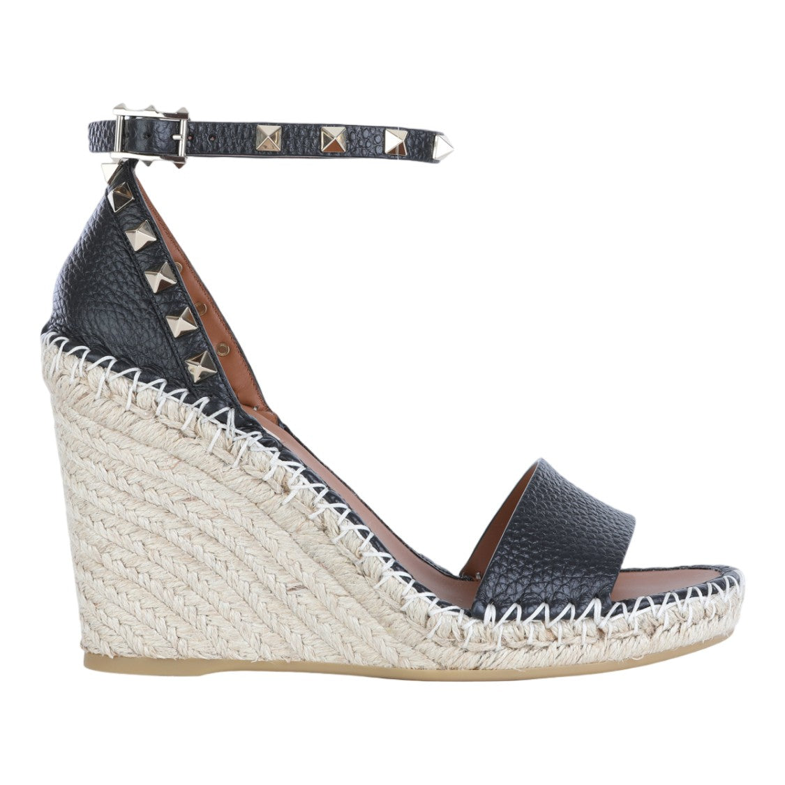 Valentino Garavani Wedge Espadrille Sandals With Studded Ankle Strap