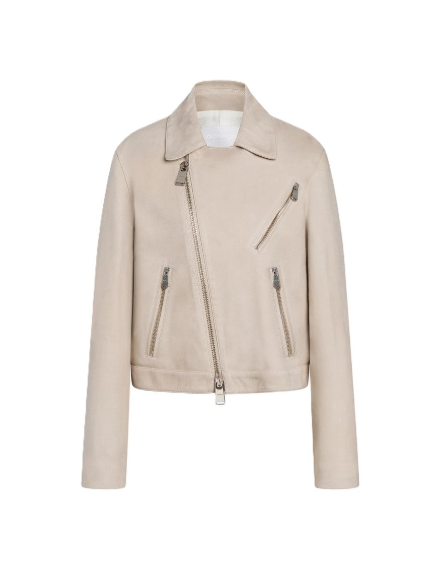 Dondup Cropped Jacket With Asymmetrical Zipper And Minimalist Design