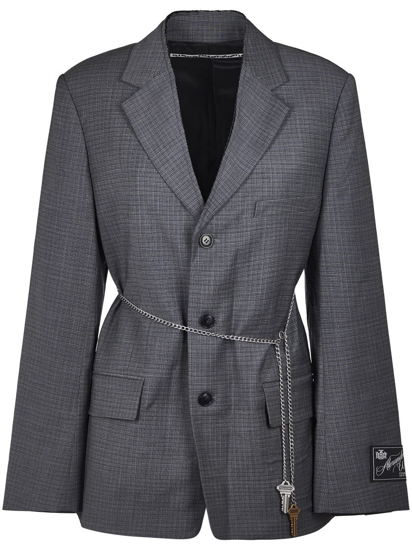 Alexander Wang Tailored Blazer With Chain Belt And Check Pattern