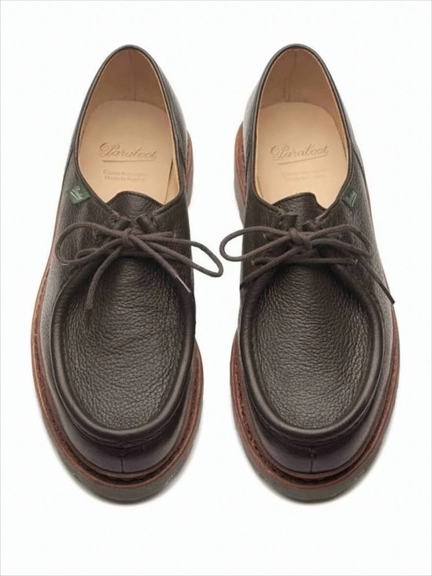 Paraboot Moccasin Toe Dress Shoes With Textured Leather Upper
