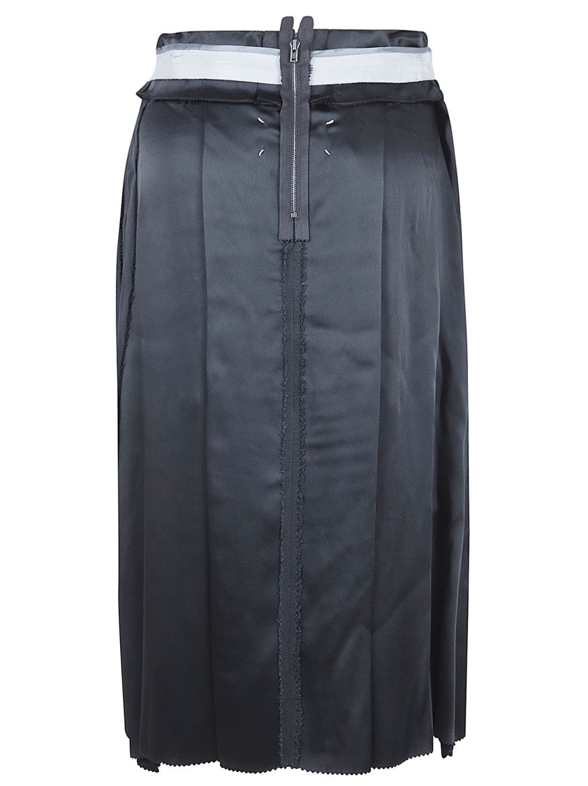 Maison Margiela Pleated Skirt With Raw-Cut Hem