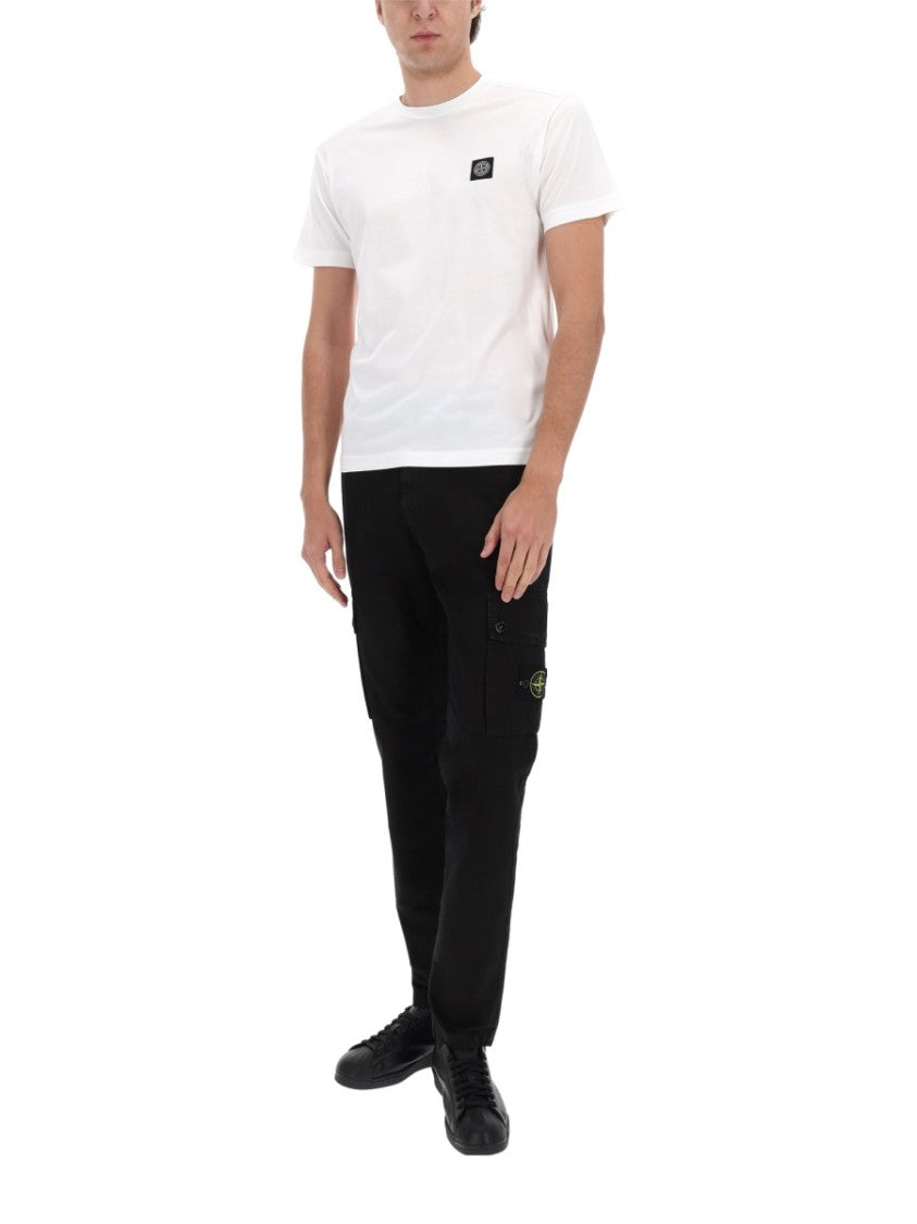 Stone Island Neutrals Logo Patch Cotton Cargo Pants