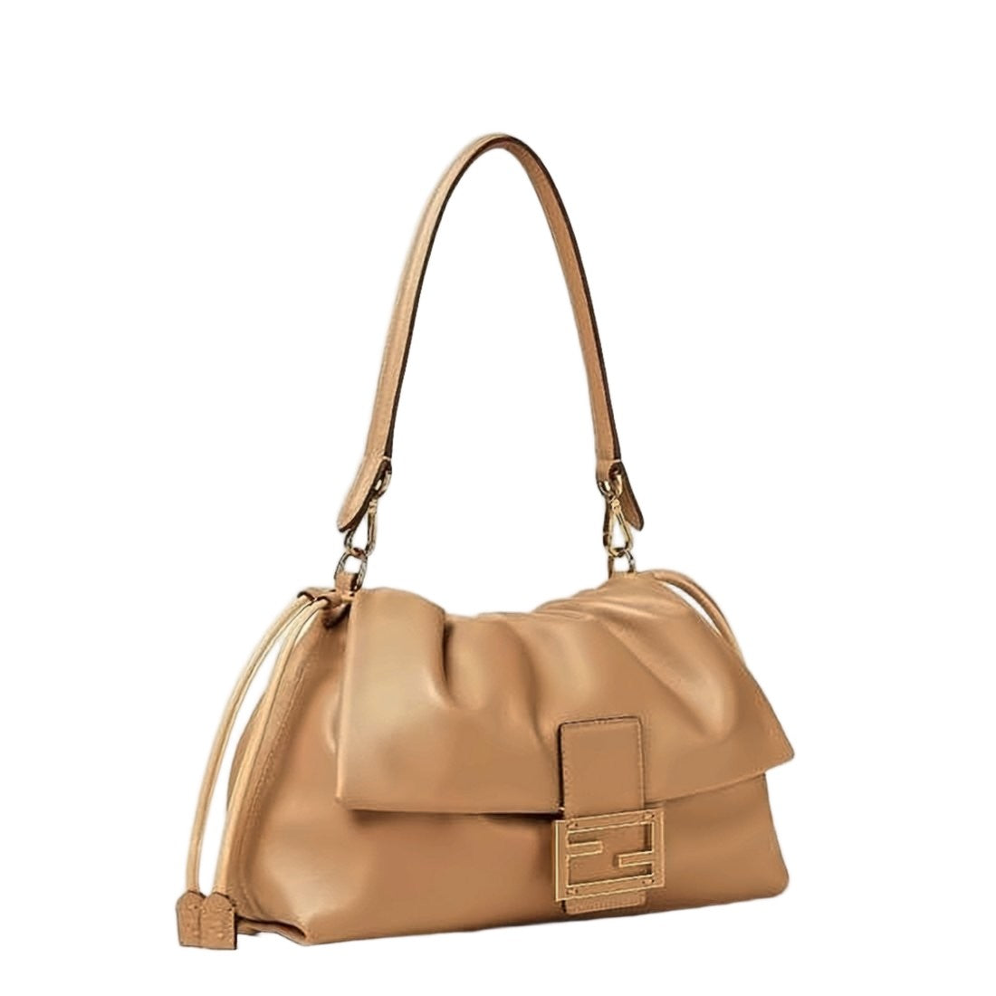 Fendi Soft Leather Shoulder Bag With Gathered Top