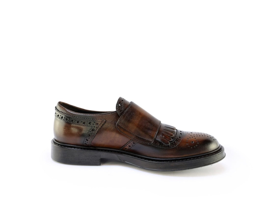 Ton Gout Brown Mouton Leather Double Monk Strap Shoes
