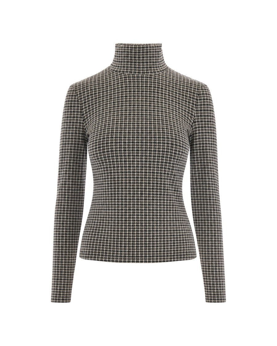 Patrizia Pepe Houndstooth Stretch Viscose-Blend Turtleneck