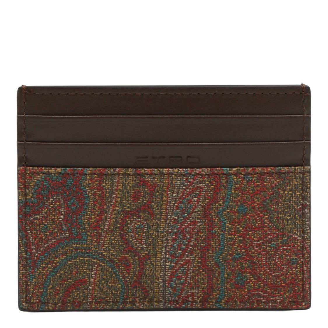 Etro Slim Textured Wallet With Paisley Pattern